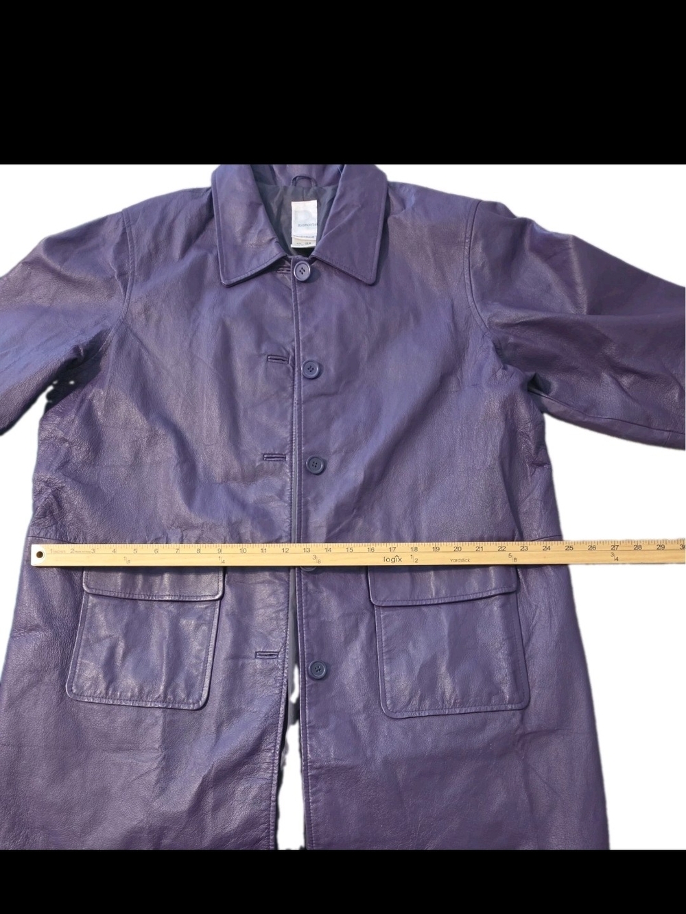 Roaman's Purple Leather Button-Front Jacket - Picture 11 of 13